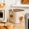 Cream-colored square covered storage box with PP eco-friendly tabletop, suitable for bedrooms details Picture